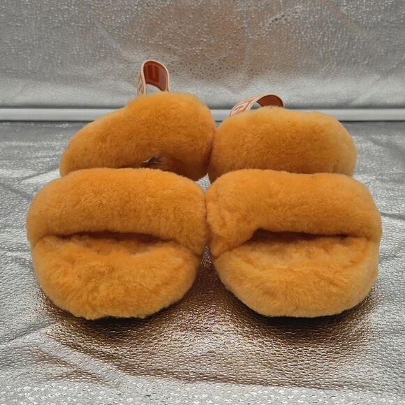 UGG Oh Yeah Orange Furry Fuzzy Comfort Slide Slippers Size 8 - Picture 2 of 10